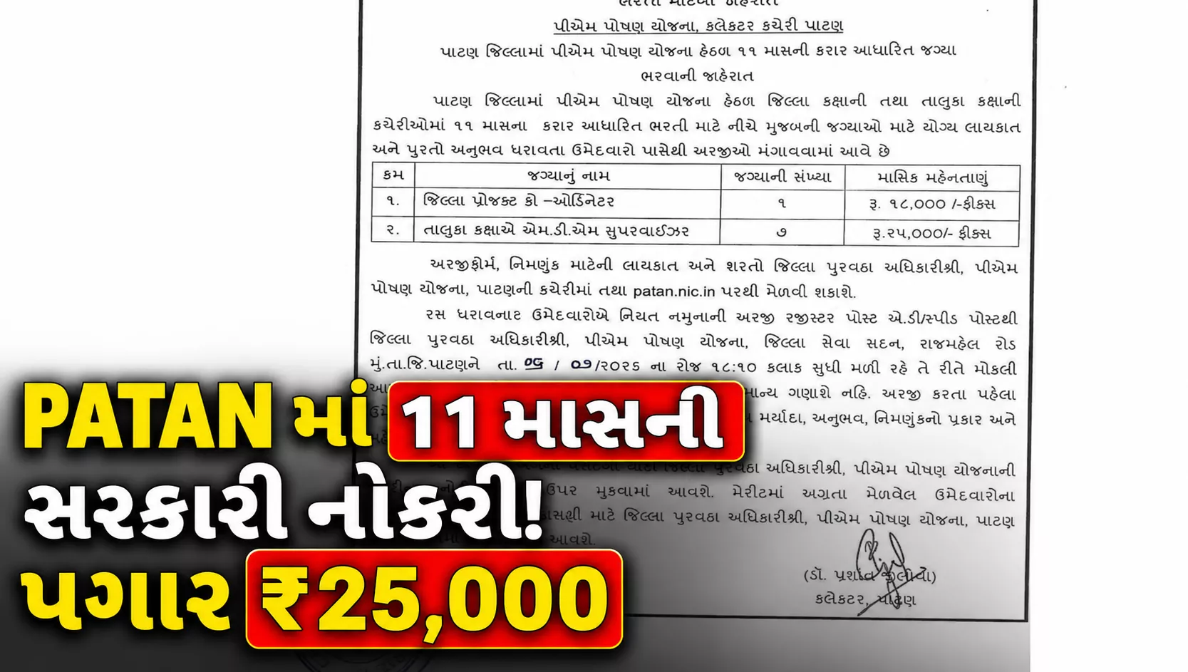 PM Poshan Yojana Patan Bharti 2026